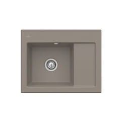 Evier 1 bac  Subway 45 Compact 65 x 51 cm egouttoir a droite Timber CeramicPlus avec vidage automatique