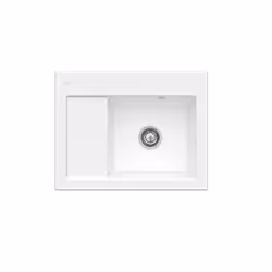 Evier 1 bac Subway 45 Compact 65 x 51 cm egouttoir a gauche Blanc CeramicPlus avec vidage automatique