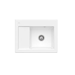 Evier 1 bac  Subway 45 Compact 65 x 51 cm egouttoir a gauche Blanc CeramicPlus avec vidage automatique