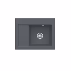 Evier 1 bac Subway 45 Compact 65 x 51 cm egouttoir a gauche Graphite CeramicPlus avec vidage manuel