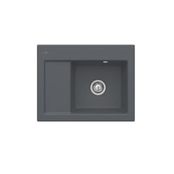 Evier 1 bac  Subway 45 Compact 65 x 51 cm egouttoir a gauche Graphite CeramicPlus avec vidage manuel