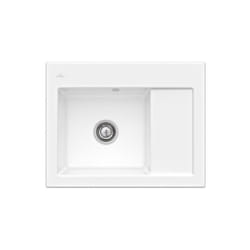 Evier 1 bac villeroy et boch Subway 45 Compact 65 x 51 cm egouttoir a droite Blanc CeramicPlus avec vidage manuel