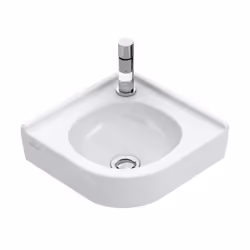 Lave-mains d’angle sans trop-plein pour robinetterie 1 trou trou percé pour robinetterie dimensions : 320 x 320 mm matériau : ...
