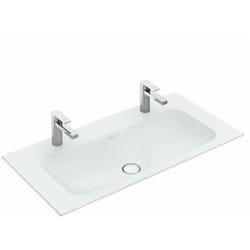 Villeroy&boch - Finion - Double vasque 100x50 cm, sans trop-plein, 2 trous pour les robinets, CeramicPlus, blanc alpin 4164A1R1