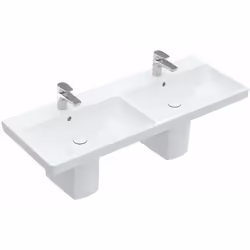 Meuble double vasque avec trop-plein pour deux robinetteries à trous trou central percé pour la robinetterie dimensions : 120 ...