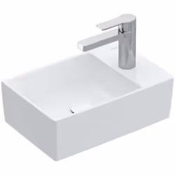 Lave-mains sans trop-plein pour robinetterie 1 trou trou percé pour robinetterie dimensions : 400 x 260 mm matériau : céramiq ...