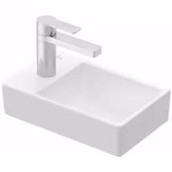 Lave-main avec 1 trou de robinetterie à gauche sans trop-plein pour robinetterie 1 trou trou percé pour robinetterie dimensio ...