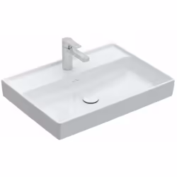 Lavabo sans trop-plein pour mitigeur 3 trous trou central percé pour la robinetterie dimensions : 650 x 470 mm matériau : cér ...