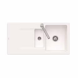 Evier 1 bac 1/2 Siluet 60 R Blanc CeramicPlus avec vidage manuel