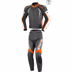 Büse Silverstone Pro Deux morceau Portefeulilles en cuir pour costume, noir-blanc-orange, taille 40 pour Femmes