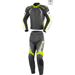 Büse Silverstone Pro Deux morceau Portefeulilles en cuir pour costume, noir-blanc-jaune, taille 40 pour Femmes