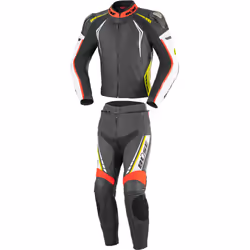 Büse Silverstone Pro Deux morceau Portefeulilles en cuir pour costume, noir-blanc-rouge-jaune, taille 44 pour Femmes