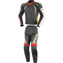 Büse Silverstone Pro Deux morceau Portefeulilles en cuir pour costume, noir-blanc-rouge-jaune, taille 44 pour Femmes