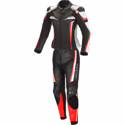Büse Mille Costume en cuir de moto de dames de deux pièces, noir-rouge, taille 38 pour Femmes