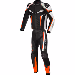 Büse Mille Costume en cuir de moto deux pièces, noir-blanc-orange, taille 48 pour Hommes