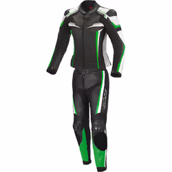 Büse Mille Costume en cuir de moto de dames de deux pièces, noir-vert, taille 34 pour Femmes