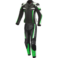 Büse Mille Costume en cuir de moto de dames de deux pièces, noir-vert, taille 34 pour Femmes