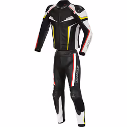 Büse Mille Costume en cuir de moto deux pièces, noir-rouge-jaune, taille 52 pour Hommes
