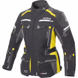 Büse Highland 2 Veste textile de moto pour dames, noir-gris-jaune, taille 48 pour Femmes