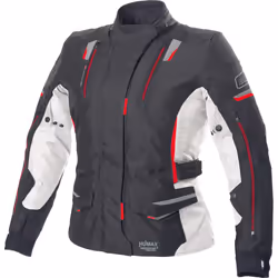 Büse Jana Veste textile de moto pour dames, noir-blanc-rouge, taille 38 pour Femmes