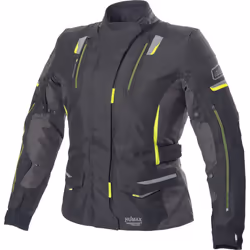Büse Jana Veste textile de moto pour dames, noir-gris-jaune, taille 40 pour Femmes