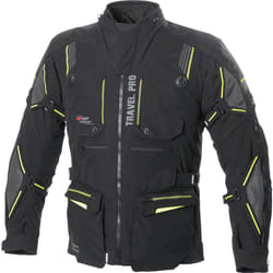 Büse Travel Pro Blouson textile de moto, noir-gris-jaune, taille 48 pour Hommes
