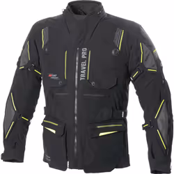 Büse Travel Pro Blouson textile de moto, noir-gris-jaune, taille 28 pour Hommes