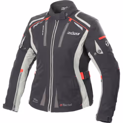 Büse Linda Veste textile de moto pour dames, noir-gris-rouge, taille 40 pour Femmes