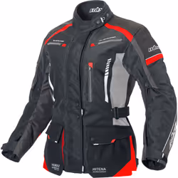 Büse Torino II Veste textile de moto pour dames, noir-rouge, taille 36 pour Femmes