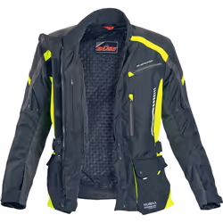 Büse Torino II Veste textile de moto pour dames, noir-jaune, taille 40 pour Femmes