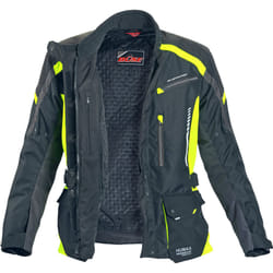 Büse Torino II Veste textile de moto pour dames, noir-jaune, taille 40 pour Femmes