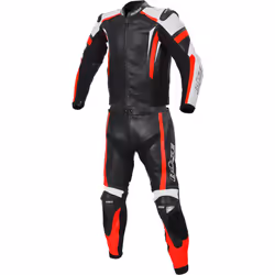 Büse Track Deux pièces dames costume en cuir de moto, noir-rouge, taille 40 pour Femmes