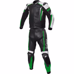 Büse Track Deux pièces dames costume en cuir de moto, noir-vert, taille 40 pour Femmes