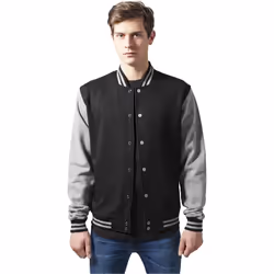 Urban Classics TB207 Herren Jacke Bekleidung 2 Tone College Sweatjacket, Black/Grey, S