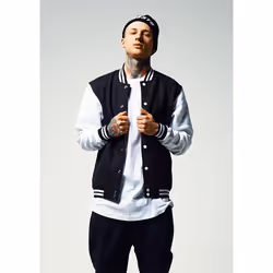 Urban Classics TB207 Herren Jacke Bekleidung 2 Tone College Sweatjacket, Black/White, S