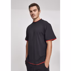 Urban Classics Contrast Tall Tee, Tee-shirt, Adulte, Mâle, Noir, Rouge, XXL, SML