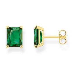 Boucles doreilles - THOMAS SABO - Argent doré - Oxyde zirconium vert - 11mm x 9mm - Clou-puce