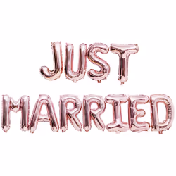 Rico Design Folienballon-set Just Married, Ballon-jouet, Feuille, Rose, Mariage, lettre, 360 mm