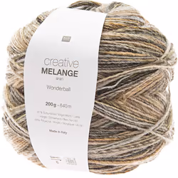 Rico Design Melange, Aran, Naturel, Polyacrylique/Laine, 640 m, Schurwolle 51%, Polyacryl 49%, 200 g