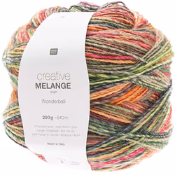 Rico Design Melange, Aran, Multicolore, Polyacrylique/Laine, 640 m, Schurwolle 51%, Polyacryl 49%, 200 g