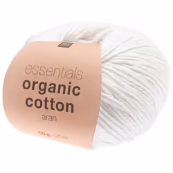 Fil à tricoter - RICO DESIGN - Essentials Organic Cotton Aran - 90 m - Plusieurs coloris disponibles - Blanc