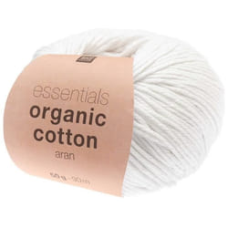 Fil à tricoter - RICO DESIGN - Essentials Organic Cotton Aran - 90 m - Plusieurs coloris disponibles - Blanc