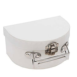 Petite valise en carton semi circulaire blanche à décorer 12 x 9 x 6 cm
