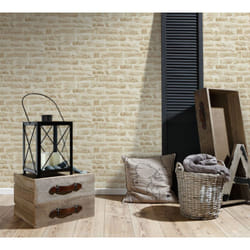 As Creation - Papier peint beige clair imitation fausse brique Tapisserie tendance beige imitation pierre Papier peint trompe l'oeil pour couloir