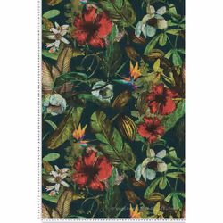 Ce modèle est un papier peint vinyle sur intissé (260 grammes/m2) de style motifs|fleurs nature|vintage|fleurs|jungle. Il est ...