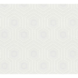 As Creation - Papier peint géométrique blanc 10,05 x 0,53 m Tapisserie moderne aspect 3D Papier peint intissé à hexagones idéal pour cuisine