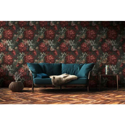 As Creation - Papier peint romantique fleurs rouges Tapisserie fleurs Papier peint intissé et embossé Idéal pour chambre