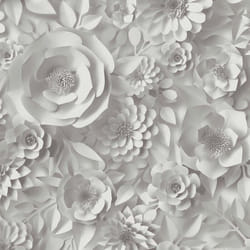 As Creation - Papier peint grandes fleurs gris Tapisserie fleurs Fleuri vintage Papier peint intissé et embossé Idéal pour chambre