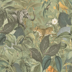 As Creation - Papier peint animaux savane vert clair Papier peint tropical Exotique Papier peint intissé et embossé Idéal pour salon