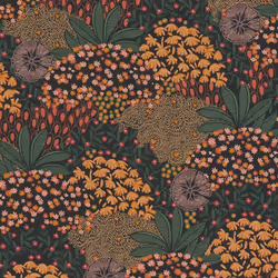 As Creation - Papier peint feuillage noir et orange Tapisserie florale style botanique Papier peint intissé nature idéal pour ...